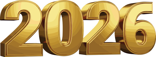 2026 gold number logo isolated