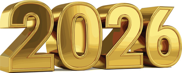 2026 gold number logo isolated