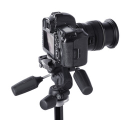 Modern professional video camera isolated on white