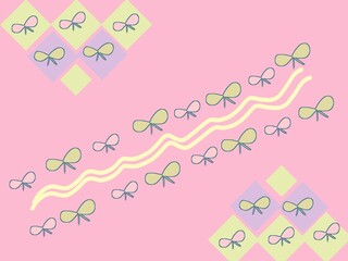 Ribbon pattern and diamond icon illustration for stationery design,book cover,packaging,sticker or other