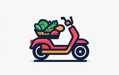 Scooter carries produce basket; clean, simple design
