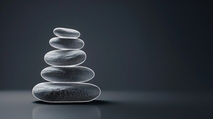 Obraz premium Serene Stacked Stones: A Digital Zen Garden