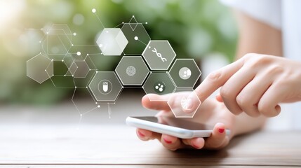 Mobile interaction enhancements digital space technology graphics modern office close-up view user engagement