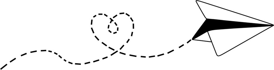 Flying Paper Plane with Love Trail &ndash; Cute Vector Icon