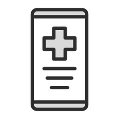 Obraz premium Mobile Health App Icon. Telemedicine, online medical, digital healthcare, smartphone, medical record, remote consultation. Editable vector line icon