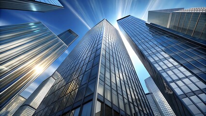 Fototapeta premium Stunning Metropolis: Skyscrapers Reaching for the Sun