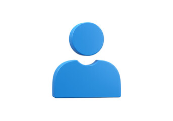 3D Blue Person Icon Illustration on Transparent Background Design