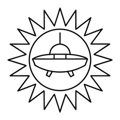 Clean black and white line art icon representing uv protection and sun symbol