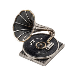 Vintage Gramophone Miniature on Green Screen