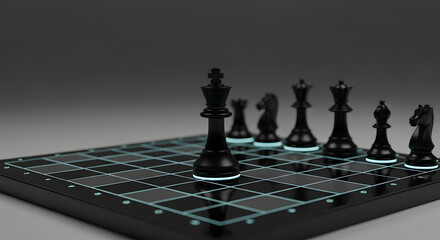 Chessboard with King and Pawns in 3D Environment