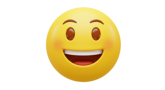 3D Illustration of Yellow Smiling Emoji Funny Icon Cheerful