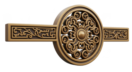 3d Ornamental Golden Emblem Illustration Decorative Symbol Design in Cutout