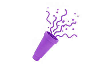 3D Illustration of Purple Confetti Party Celebration on Transparent