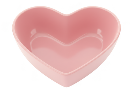 3d Render Empty Pink Heart Shape Bowl with Transparent Background