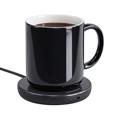 Black Coffee Mug on Electric Warming Mat