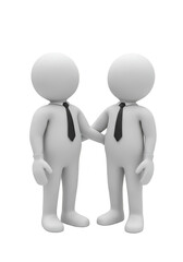 3d Illustration Two Stick Figures Embracing Partnership and Teamwork