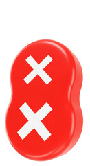 Fototapeta premium 3D Red Glossy Object with White Crosses Sign Transparent Background