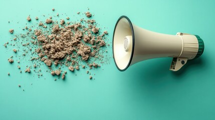 Megaphone Loudspeaker Speaks with Sound Effect on Teal Backgroun