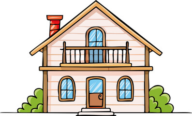 vector illustration of a house wooden