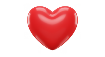 3D Rendered Red Heart Symbol of Love and Romance on Transparent