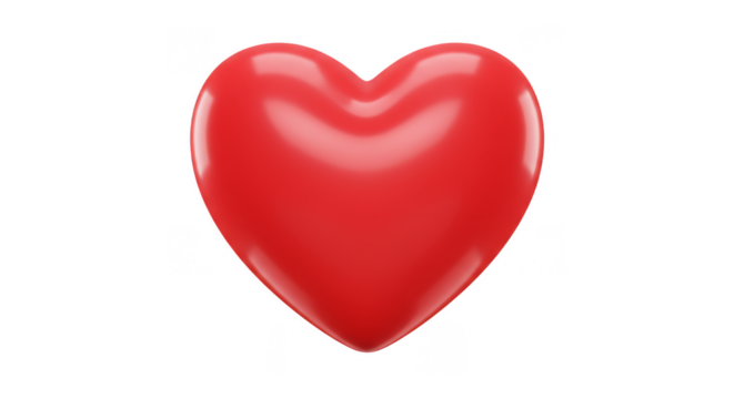 3D Rendered Red Heart Symbol of Love and Romance on Transparent