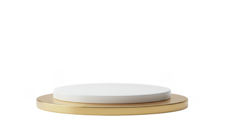 3d Render Product Stage Podium White Gold Design on Transparent Background