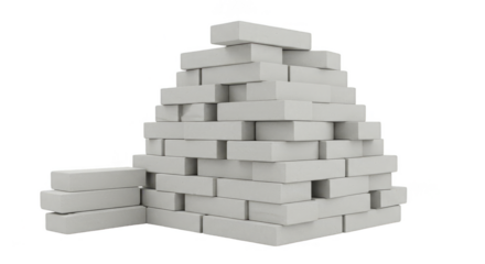 3D Render Stack of Gray Bricks Material for Strong Architecture