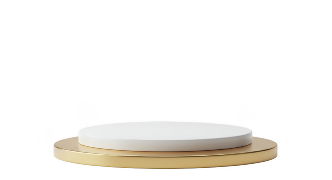 3d Render Product Stage Podium White Gold Design on Transparent Background
