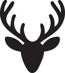 Silhouette illustration of a deer's head with prominent antlers. 