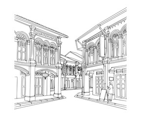 Line Art of Arab Street, Singapore