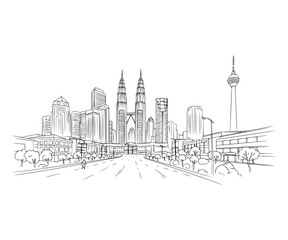 Line Art of Bukit Bintang, Kuala Lumpur