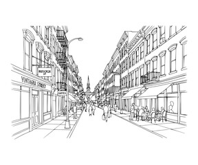 Line Art of Bleecker Street, New York