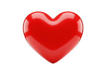 3D Rendering Red Glossy Heart Symbol of Love on Transparent Background