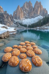 Mountain Lake Reflections with Artistic Rock Feature