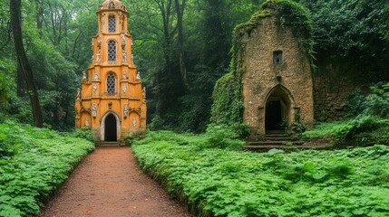 Mystical Forest Ruins: Chapel and Stone Building