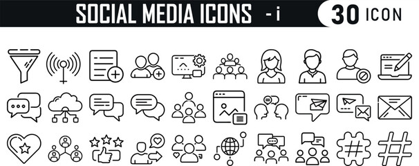 Social Media Icon Line Art Bundle Minimal Vector EPS Set for Web, App UI, Branding and Marketing Projects 1
