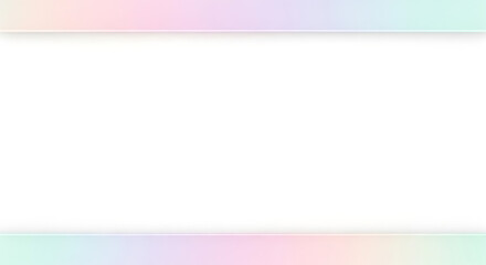 Fototapeta premium Soft pastel gradient frame on top and bottom on a white background with empty space for overlay