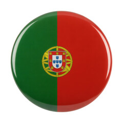 Obraz premium Glossy Round Portuguese Flag Badge for A Collectible Pin Button Souvenir