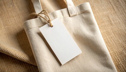 Natural Canvas Tote Bag with Blank Tag for Customization and Branding