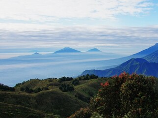 beautiful view of mount sindoro central java indonesia