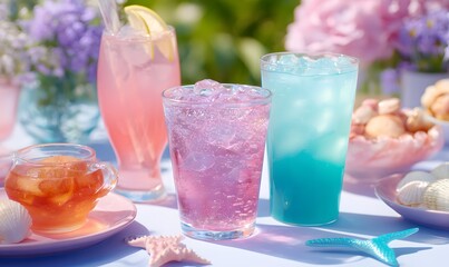Mermaid themed tea party, generation AI 