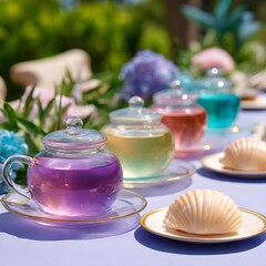 Mermaid themed tea party, generation AI 