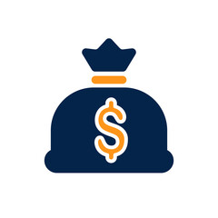 Flat modern illustration of a money bag with dollar symbol representing savings investment wealth financial security banking profit or business income in a minimalist style