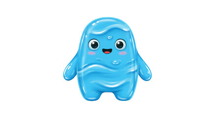 Cartoon Blob Character With Transparent Background Cute Blue Design