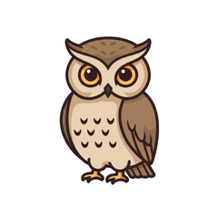 Naklejka premium Cartoon Pixel Illustration of an Isolated Owl with Brown Feathers
