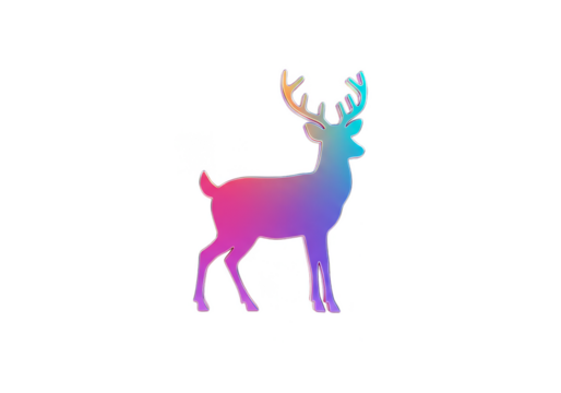 Colorful Illustration Of Deer Silhouette With Rainbow Gradient Color Isolated - Powered by Adobe