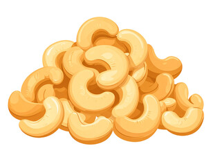 A large pile of roasted cashew nuts, light brown in color, with a slightly glossy sheen.  They are arranged in a casual, heaping mound