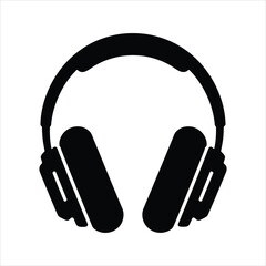 Headphones Silhouette Vector Icon Isolated on White Background
