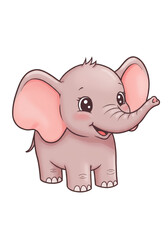 Obraz premium Cute Cartoon Elephant Animal Illustration with Pink Ears and Trunk Design