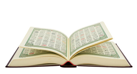 Detailed Open Quran Book Islamic Spiritual Reading on Transparent